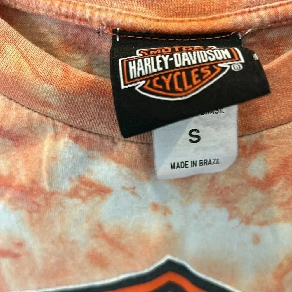 Harley Davidson | Tie Dye T Shirt Kids Youth Black and Orange Logo | youth small